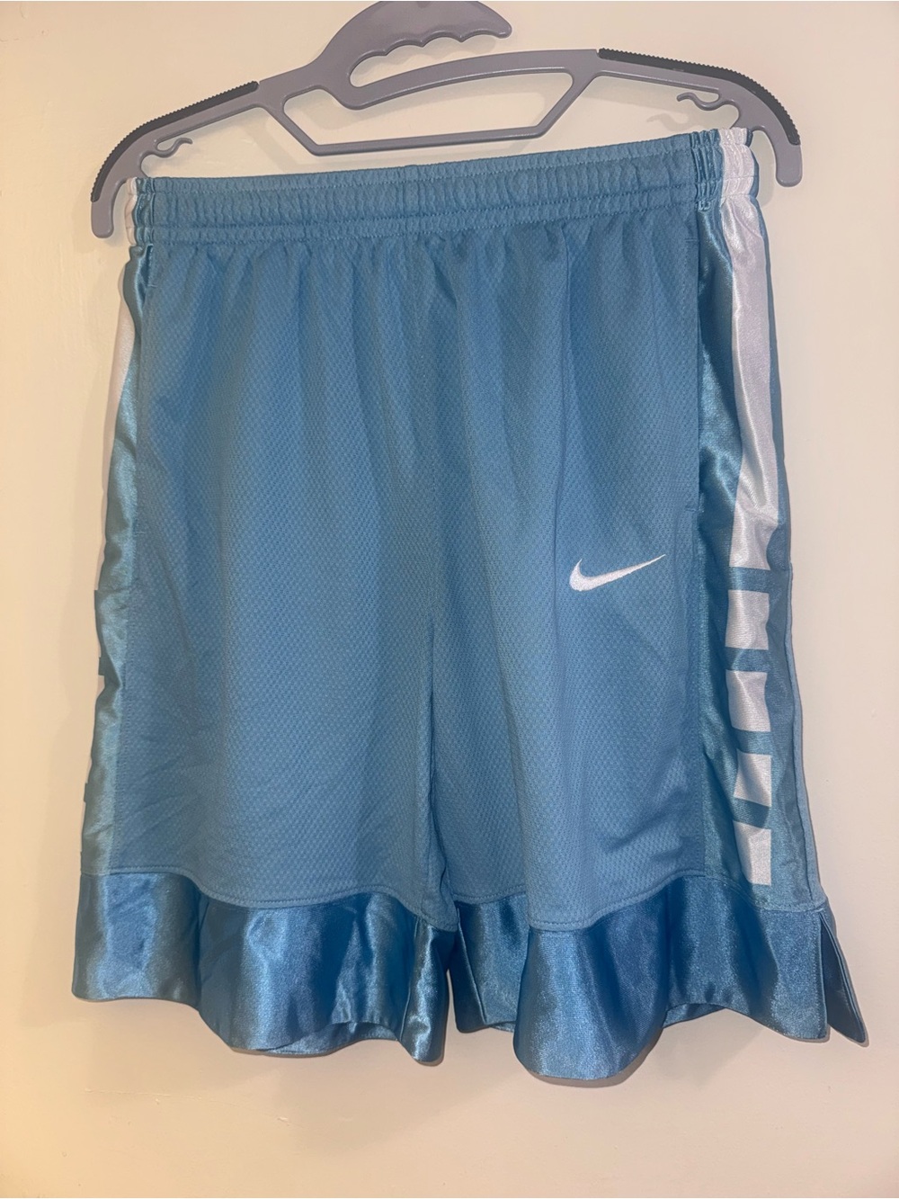 Nike Light Teal Basketball Shorts with White Swoosh